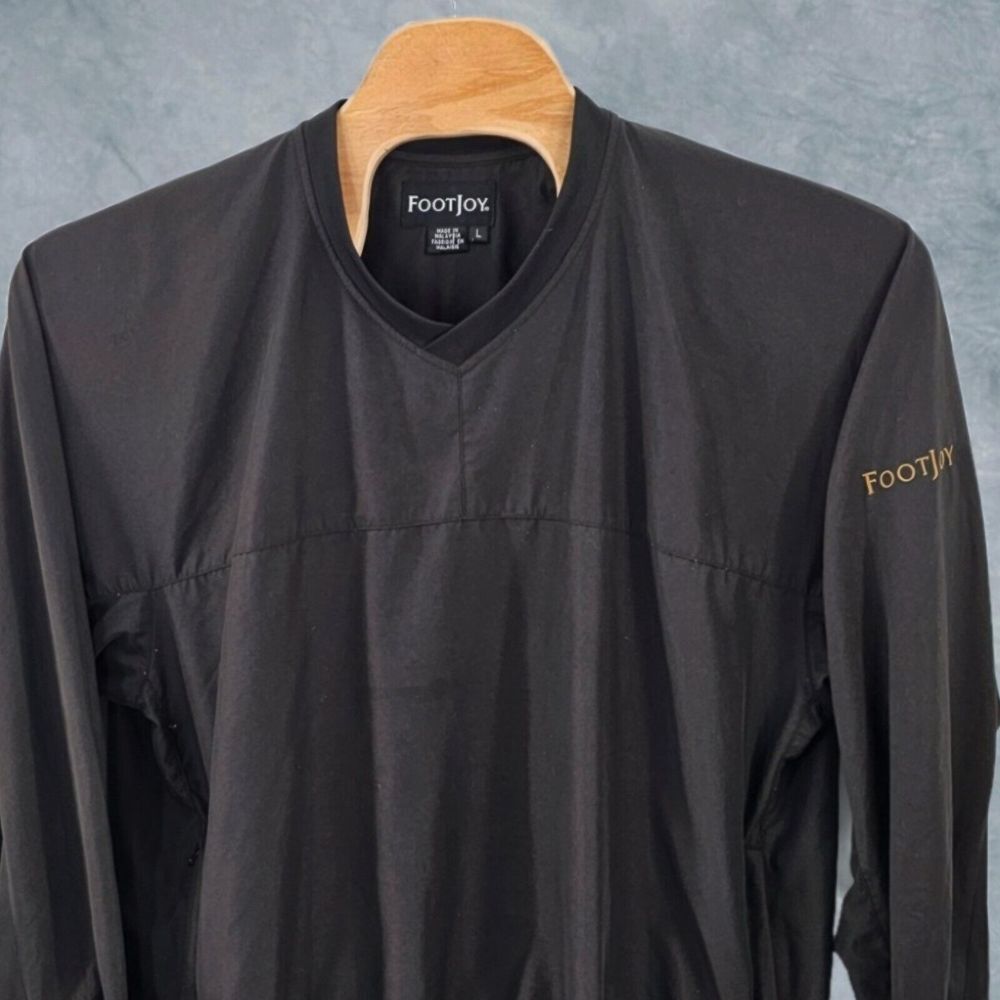 Footjoy Windbreaker Jacket Size Large Men Black‎ Lightweight Pullover Golf FJ